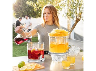 DISPENSADOR BEBIDAS INNOVAGOODS TWINTAP DOBLE CON DEPOSITOS DE HIELO Y BANDEJA PARA APERITIVOS  - 3