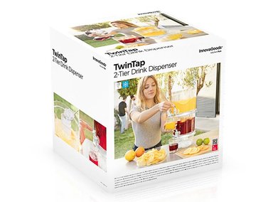 DISPENSADOR BEBIDAS INNOVAGOODS TWINTAP DOBLE CON DEPOSITOS DE HIELO Y BANDEJA PARA APERITIVOS  - 9