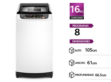 LAVADORA MADEMSA 16 KG CARGA SUPERIOR 16 BZG BLANCO - 1