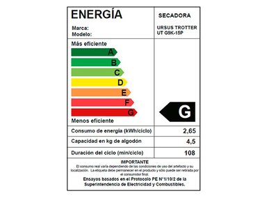 SECADORA DE ROPA URSUS TROTTER CONDENSACIÓN 9 KG UT G9K-15P CARGA FRONTAL - 5
