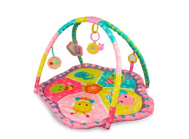 GIMNASIO INTERACTIVO BEBE ACOLCHADO JUGUETES COLGANTES ROSA - 1