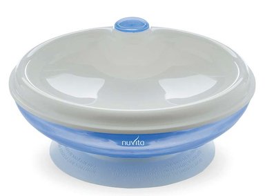 PLATO DE BEBE NUVITA CON TAPA PARA MICROONDAS AZUL - 1