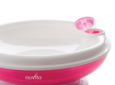 PLATO DE BEBE NUVITA CON TAPA PARA MICROONDAS ROSADO - 2