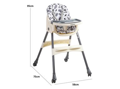 SILLA DE COMER BEBE STEPS PLEGABLE CON RUEDAS GRIS BEBESIT - 5