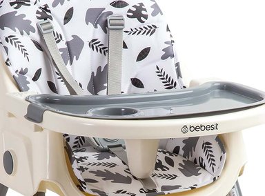 SILLA DE COMER BEBE STEPS PLEGABLE CON RUEDAS GRIS BEBESIT - 9