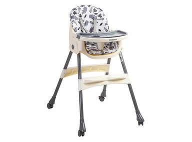 SILLA DE COMER BEBE STEPS PLEGABLE CON RUEDAS GRIS BEBESIT - 1