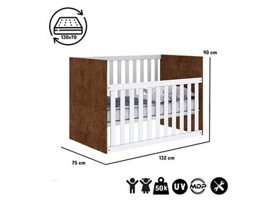 CUNA KIDSCOOL GABI BARANDA AJUSTABLE BLANCO/CAFÉ - 4