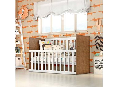 CUNA KIDSCOOL GABI BARANDA AJUSTABLE BLANCO/CAFÉ - 6