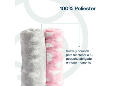 PACK 2 MANTAS BEBESIT BEBÉ HIPOALERGÉNICAS ROSADO 110 X 150 CM - 4