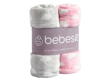 PACK 2 MANTAS BEBESIT BEBÉ HIPOALERGÉNICAS ROSADO 110 X 150 CM - 1