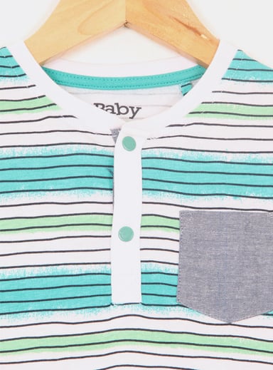 POLERA ALGODÓN NIÑO BABY HARVEST RAYAS CUELLO BOTON - 3