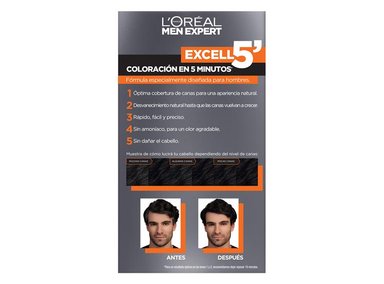 TINTE LOREAL MEN EXPERT COLORACION EXCELL 5' TONO 1 NEGRO NATURAL - 6
