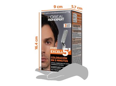 TINTE LOREAL MEN EXPERT COLORACION EXCELL 5' TONO 3 CASTAÑO OSCURO NATURAL - 7