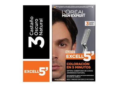 TINTE LOREAL MEN EXPERT COLORACION EXCELL 5' TONO 3 CASTAÑO OSCURO NATURAL - 1