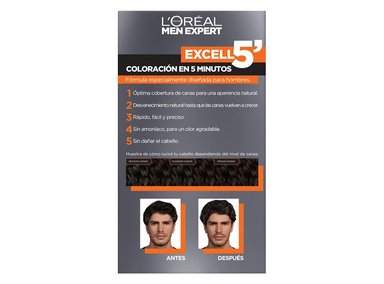 TINTE LOREAL MEN EXPERT COLORACION EXCELL 5' TONO 4 CASTAÑO MEDIO NATURAL - 6