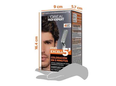 TINTE LOREAL MEN EXPERT COLORACION EXCELL 5' TONO 4 CASTAÑO MEDIO NATURAL - 7