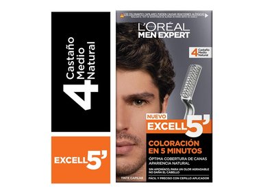 TINTE LOREAL MEN EXPERT COLORACION EXCELL 5' TONO 4 CASTAÑO MEDIO NATURAL - 1