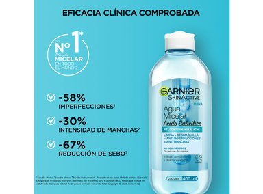 AGUA MICELAR GARNIER ANTIIMPERFECCIONES EXPRESS ACLARA 400 ML - 2