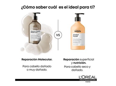 SHAMPOO LORÉAL PROFESSIONNEL SIN SULFATOS REPARACIÓN MOLECULAR PROFUNDA CABELLO DAÑADO ABSOLUT 500 ML - 7