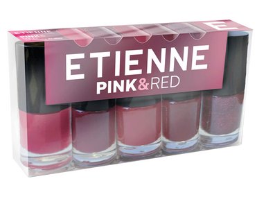 SET 5 ESMALTES DE UÑAS ETIENNE PINK&RED 11 ML - 1