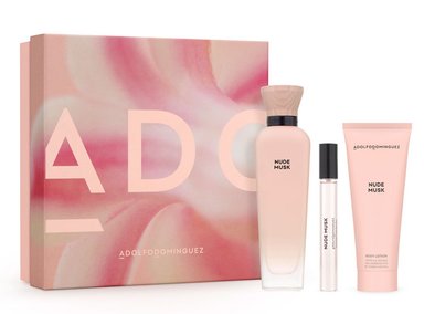 SET PERFUME ADOLFO DOMINGUEZ NUDE MUSK MUJER EDP 120 ML+ MEGASPRITZER 10 ML + LOCIÓN CORPORAL 75 ML - 1