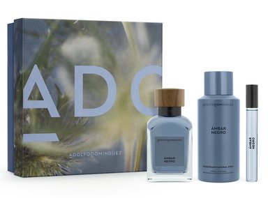 SET PERFUME ADOLFO DOMINGUEZ AMBAR NEGRO HOMBRE EDP 120 ML+ DESODORANTE 150 ML + MEGASPRITZER 10 ML - 1
