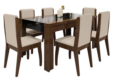 JUEGO DE COMEDOR RIPLEY HOME LORENZI 6 SILLAS CASTAÑO BALMES - 1