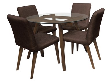 JUEGO DE COMEDOR RIPLEY HOME SALERNO REDONDO 4 SILLAS COCOA - 1