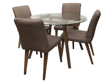 JUEGO DE COMEDOR RIPLEY HOME SALERNO REDONDO 4 SILLAS CHOCOLATE - 1