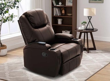 BERGERE ZOY HOME MECEDORA GIRATORIO MASAJE CALOR LHASA PU 1 CUERPO CAFÉ - 1
