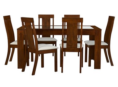 JUEGO DE COMEDOR RIPLEY HOME VALDIVIA 6 SILLAS CAFÉ - 1