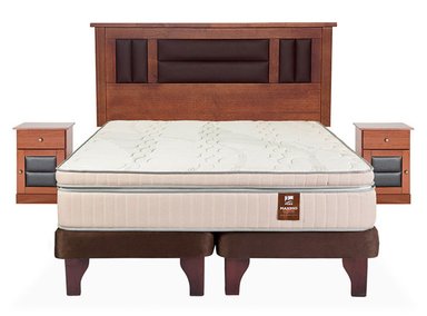 JUEGO DE DORMITORIO FLEX CAMA EUROPEA MÁXIMO COBRE BD 2 PLAZAS CHOCOLATE + MADERAS LORRAINE - 1