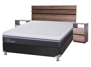 JUEGO DE DORMITORIO CIC CAMA BOX SPRING ORTOPEDIC ADVANCE B5 BN 2 PLAZAS NEGRO + SET ARES - 2