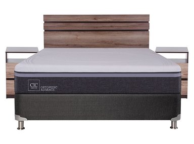 JUEGO DE DORMITORIO CIC CAMA BOX SPRING ORTOPEDIC ADVANCE B5 BN 2 PLAZAS NEGRO + SET ARES - 1