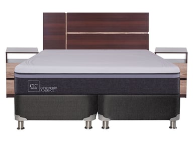 JUEGO DE DORMITORIO CIC CAMA BOX SPRING ORTOPEDIC ADVANCE B5 BD 2 PLAZAS NEGRO + SET ENIO - 1