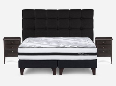 JUEGO DE DORMITORIO ROSEN CAMA EUROPEA DRIVEN 2 PLAZAS + SET ISSEY GRAFITO - 1