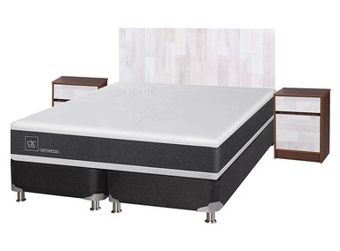 JUEGO DE DORMITORIO CIC CAMA BOX SPRING NEW ORTOPEDIC B5 BD 2 PLAZAS NEGRO + SET LEGNO - 2