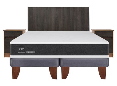JUEGO DE DORMITORIO CIC CAMA EUROPEA NEW ORTOPEDIC BD 2 PLAZAS + SET ESPRESSO - 1