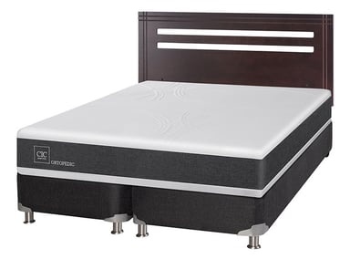 JUEGO DE DORMITORIO CIC CAMA BOX SPRING NEW ORTOPEDIC B5 BD 2 PLAZAS NEGRO + RESPALDO NEW MUNICH - 2