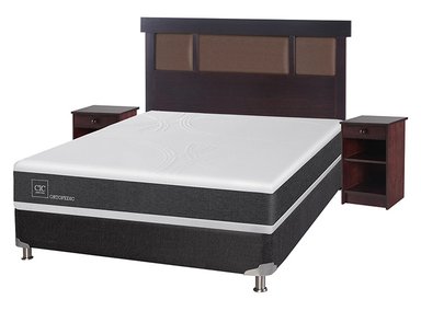 JUEGO DE DORMITORIO CIC CAMA BOX SPRING NEW ORTOPEDIC B5 BN 2 PLAZAS NEGRO + SET NEW DUBLIN CHOCOLATE - 2