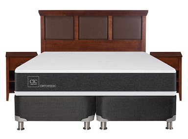 JUEGO DE DORMITORIO CIC CAMA BOX SPRING NEW ORTOPEDIC B5 KING NEGRO + SET NEW TORINO - 1