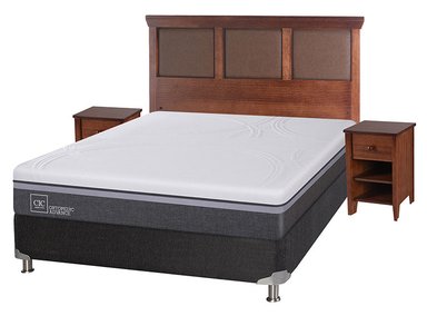 JUEGO DE DORMITORIO CIC CAMA BOX SPRING ORTOPEDIC ADVANCE B5 BN 2 PLAZAS NEGRO + SET NEW TORINO - 2