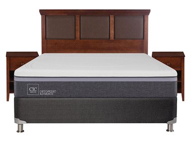 JUEGO DE DORMITORIO CIC CAMA BOX SPRING ORTOPEDIC ADVANCE B5 BN 2 PLAZAS NEGRO + SET NEW TORINO - 1