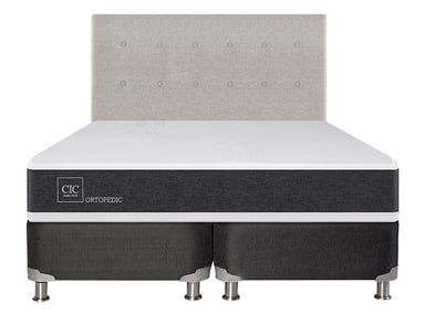 JUEGO DE DORMITORIO CIC CAMA BOX SPRING NEW ORTOPEDIC B5 BD 2 PLAZAS NEGRO + RESPALDO TIGRIS - 1