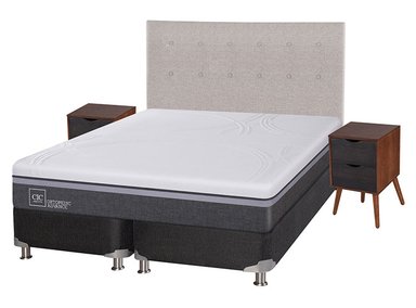 JUEGO DE DORMITORIO CIC CAMA BOX SPRING ORTOPEDIC ADVANCE B5 BD 2 PLAZAS NEGRO + SET TIGRIS - 2