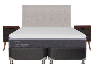 JUEGO DE DORMITORIO CIC CAMA BOX SPRING ORTOPEDIC ADVANCE B5 BD 2 PLAZAS NEGRO + SET TIGRIS - 1