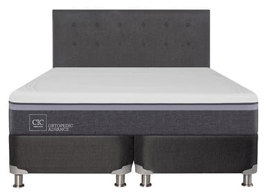 JUEGO DE DORMITORIO CIC CAMA BOX SPRING ORTOPEDIC ADVANCE B5 BD 2 PLAZAS NEGRO + RESPALDO EUFRATES - 1