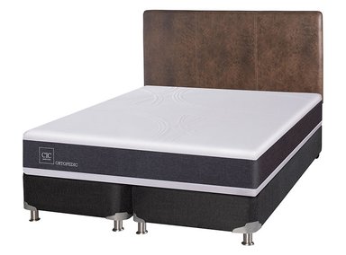 JUEGO DE DORMITORIO CIC CAMA BOX SPRING NEW ORTOPEDIC B5 BD 2 PLAZAS NEGRO + RESPALDO BAKER - 2