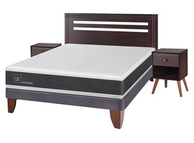JUEGO DE DORMITORIO CIC CAMA EUROPEA NEW ORTOPEDIC BN 2 PLAZAS + SET NEW MUNICH - 2