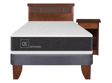JUEGO DE DORMITORIO CIC CAMA EUROPEA NEW ORTOPEDIC 1.5 PLAZAS + SET DUBLIN CARAMEL - 1